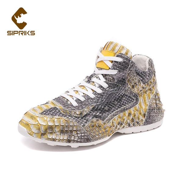 Sipriks Luxury Real Python Basketball Shoes Fashion Classic Running Shoes High Quality Men's Sneakers Snakeskin Leather Euro 44
