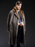 New Mens Mink Fur Coat America Import Velvet Coat Grey Leather Jacket Mens Winter Coats Long Fur Coat Trench Coat