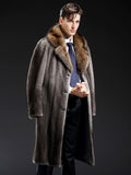 New Mens Mink Fur Coat America Import Velvet Coat Grey Leather Jacket Mens Winter Coats Long Fur Coat Trench Coat