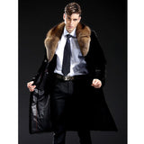 New Mens Mink Fur Coat America Import Velvet Coat Grey Leather Jacket Mens Winter Coats Long Fur Coat Trench Coat