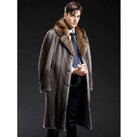 New Mens Mink Fur Coat America Import Velvet Coat Grey Leather Jacket Mens Winter Coats Long Fur Coat Trench Coat