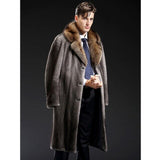 New Mens Mink Fur Coat America Import Velvet Coat Grey Leather Jacket Mens Winter Coats Long Fur Coat Trench Coat