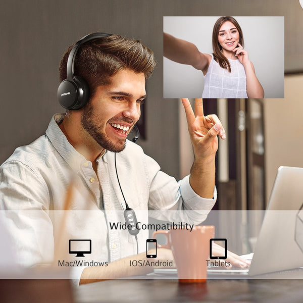 Mpow PA071 Wired Headsets Crystal Clear Sound With Mic&In-line Control Wired Headphone for Mac PC Computer Office Skype Calls