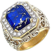 Esthete ring with lapis lazuli and diamonds in 750 mixed gold