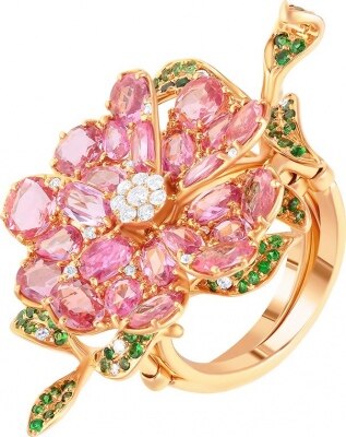 Jay VI ring with sapphires, diamonds and red gold