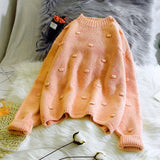 Autumn Winter Women Sweater Casual Polka Dot O-Neck Sweater  Loose Solid Colors Pullovers Computer Knitted Thick Female New Tops