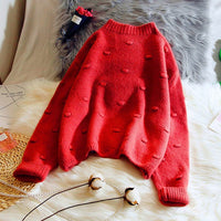 Autumn Winter Women Sweater Casual Polka Dot O-Neck Sweater  Loose Solid Colors Pullovers Computer Knitted Thick Female New Tops