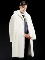 2020 New Mens Mink Fur Coat Long Winter Coat Trench Coat Hooded Fur Jacket White Mink Coat Mens Winter Warm Jacket
