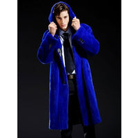 2020 New Mens Mink Fur Coat Long Winter Coat Trench Coat Hooded Fur Jacket White Mink Coat Mens Winter Warm Jacket
