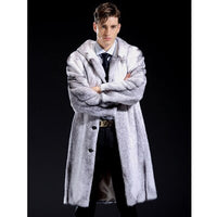 2020 New Mens Mink Fur Coat Long Winter Coat Trench Coat Hooded Fur Jacket White Mink Coat Mens Winter Warm Jacket