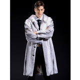 2020 New Mens Mink Fur Coat Long Winter Coat Trench Coat Hooded Fur Jacket White Mink Coat Mens Winter Warm Jacket