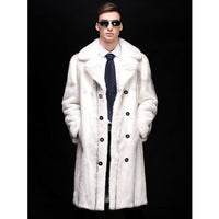 2020 New Mens Mink Fur Coat Long Winter Coat Trench Coat Hooded Fur Jacket White Mink Coat Mens Winter Warm Jacket