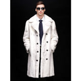 2020 New Mens Mink Fur Coat Long Winter Coat Trench Coat Hooded Fur Jacket White Mink Coat Mens Winter Warm Jacket
