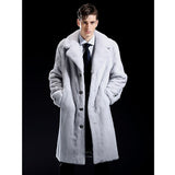 2020 New Mens Mink Fur Coat Long Winter Coat Trench Coat Hooded Fur Jacket White Mink Coat Mens Winter Warm Jacket