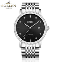 Business Automatic Tourbillon Mechanical Watches Men's Steel Belt Watch Men's Original Swiss Movement Man Watch Classic SL9007