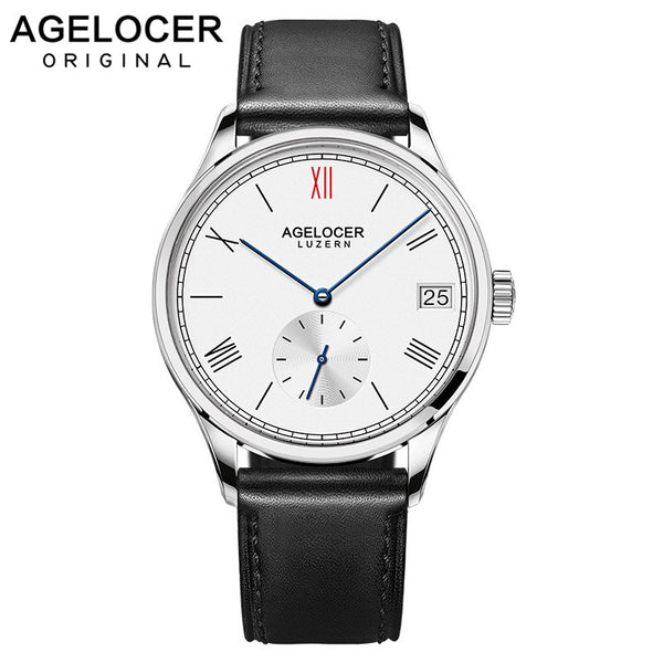 Agelocer Swiss Original Men's Watch Luxury Famous Brand Men's Mechanical Watches Men Hour Date Clock Male Leather Dress Watches