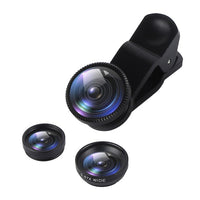 Universal 3IN1 Clip-on Phone Camera Lens Lentes Kit Macro Fisheye Wide Angle Clip For Android Tablets IOS And Other Smartphone