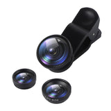 Universal 3IN1 Clip-on Phone Camera Lens Lentes Kit Macro Fisheye Wide Angle Clip For Android Tablets IOS And Other Smartphone