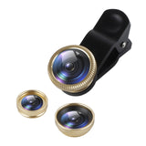 Universal 3IN1 Clip-on Phone Camera Lens Lentes Kit Macro Fisheye Wide Angle Clip For Android Tablets IOS And Other Smartphone