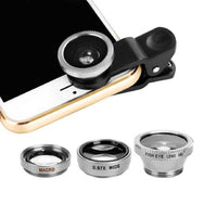 Wide Angle Mobile Phone Camera Lens Fish Eye Macro Lens for Iphone 7 8 Plus Xr 11 Universal 3 In 1 Smartphone Fisheye Lens Cover
