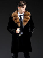 2020 New Genuine Mens Mink Fur Coat Fashion Long Outwear Trench Coat Black Fur Jacket Mens Winter Coats