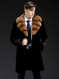 2020 New Genuine Mens Mink Fur Coat Fashion Long Outwear Trench Coat Black Fur Jacket Mens Winter Coats