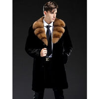 2020 New Genuine Mens Mink Fur Coat Fashion Long Outwear Trench Coat Black Fur Jacket Mens Winter Coats