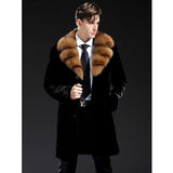 2020 New Genuine Mens Mink Fur Coat Fashion Long Outwear Trench Coat Black Fur Jacket Mens Winter Coats