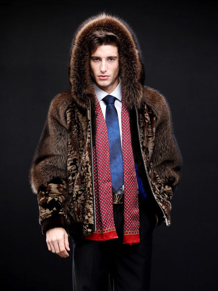 2020 New Real Mens Mink Fur Coat With Hooded   Fashion Short Fur Coat Camouflage Coat Winter Warm Leather Jacket Oversize Coa