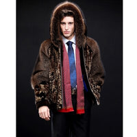 2020 New Real Mens Mink Fur Coat With Hooded   Fashion Short Fur Coat Camouflage Coat Winter Warm Leather Jacket Oversize Coa