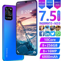 7.5Inch Galay S20U Network Snapdragon855 Smartphone 4 Camera 8GB RAM 256GB ROM Octa Core Global Version Handset Phone Case
