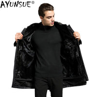 AYUNSUE Parka Men Real Fur Coat Natural Minks Fur Liner Warm Winter Jacket Mens Mink Coat Luxury Jackets Parkas 18P615-1 KJ3113