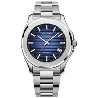 AGELOCER Swiss Men Automatic Self Wind Mechanical Watch Saphire Stainless Steel Simple Business Blue Rose Gold Green Date Watch