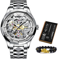 Swiss Brand OUPINKE Luxury Men Watches Automatic Gold Watch Men Tungsten Steel Waterproof 5ATM Business Mechanical Wristwatch