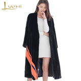 LVCHI Winter 2019 USA Imported Crown Swan Velvet Mink Women's Natural Fur Coat Mink Coats Print Line Slim Medium Mink Fur Coats