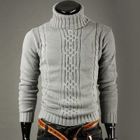 New Fashion Brand Slim Men's Knit Lapel Long Sleeve Turtleneck Turtleneck Solid Color Regular Sweater For Men Winter High Neck