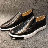 Xhpj Spot Supply Authentic Crocodile Belly Men Casual Shoes Leather Fashion A Foot Pedal Lazy Shoes Men Shose