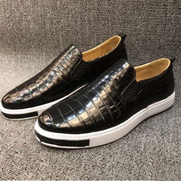 Xhpj Spot Supply Authentic Crocodile Belly Men Casual Shoes Leather Fashion A Foot Pedal Lazy Shoes Men Shose
