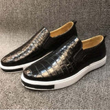 Xhpj Spot Supply Authentic Crocodile Belly Men Casual Shoes Leather Fashion A Foot Pedal Lazy Shoes Men Shose
