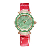 TOP BRAND SWITZERLAND EMERALD JADE WOMEN QUARTZ WATCHES SWISS ETA MOSAIC DIAMOND SLIM DIAL GENUINE LEATHER LADIES WRIST WATCH
