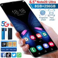 New Global 5G Note20Ultra 10core Mobile Phone 8G 256G Dual Card 6.7” Full-Screen Ultrabook Telefones Celulares Smartphone Google