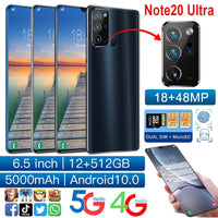 NEW 6.5inch Note20Ultre Smartphone 12GB RAM 512GB ROM Snapdragon 865 Cellphone Dual SIM Android 10.0 Mobile Phone Global Version