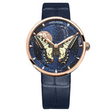 AGELOCER Real Moonphase Watch Women Swiss Luxury Top Brand Butterfly Ladies Wrist Watches Bracelet Girl Clock Relogio Feminino