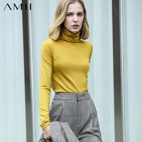 Amii Spring Women's turtleneck Solid colour full sleeve  slim fit wool sweater female clothes winter  knit sweater tops 11820098