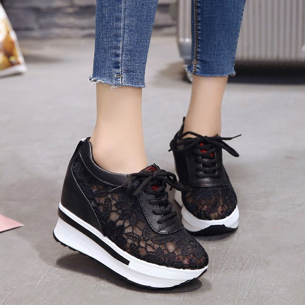 mesh breathable shoes platform heel casual shoes for women 2020 wedges platform shoes for women chaissures zapatos adidas mujer