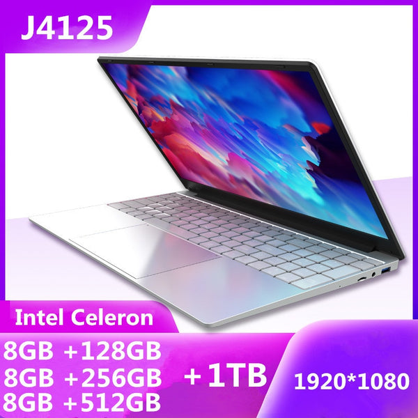 15.6 inch Student Laptop DDR4 8GB RAM Intel Celeron J4125 Windows 10 Pro Computer Bluetooth 4.0 2.4G + 5G Dual WIFI note book