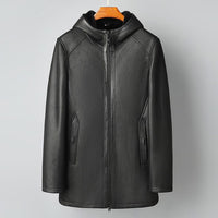 Original Merino Fur Coat Men's Long Hooded Sheep Shearing Wool Overcoat Thickened Lamb Fur