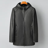 Original Merino Fur Coat Men's Long Hooded Sheep Shearing Wool Overcoat Thickened Lamb Fur