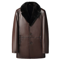 High Grade Knick Suit Natural Australian Merino Wool Liner Shearing Coat Imported Mink Collar Goatskin Jacket