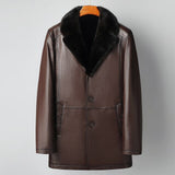 High Grade Knick Suit Natural Australian Merino Wool Liner Shearing Coat Imported Mink Collar Goatskin Jacket